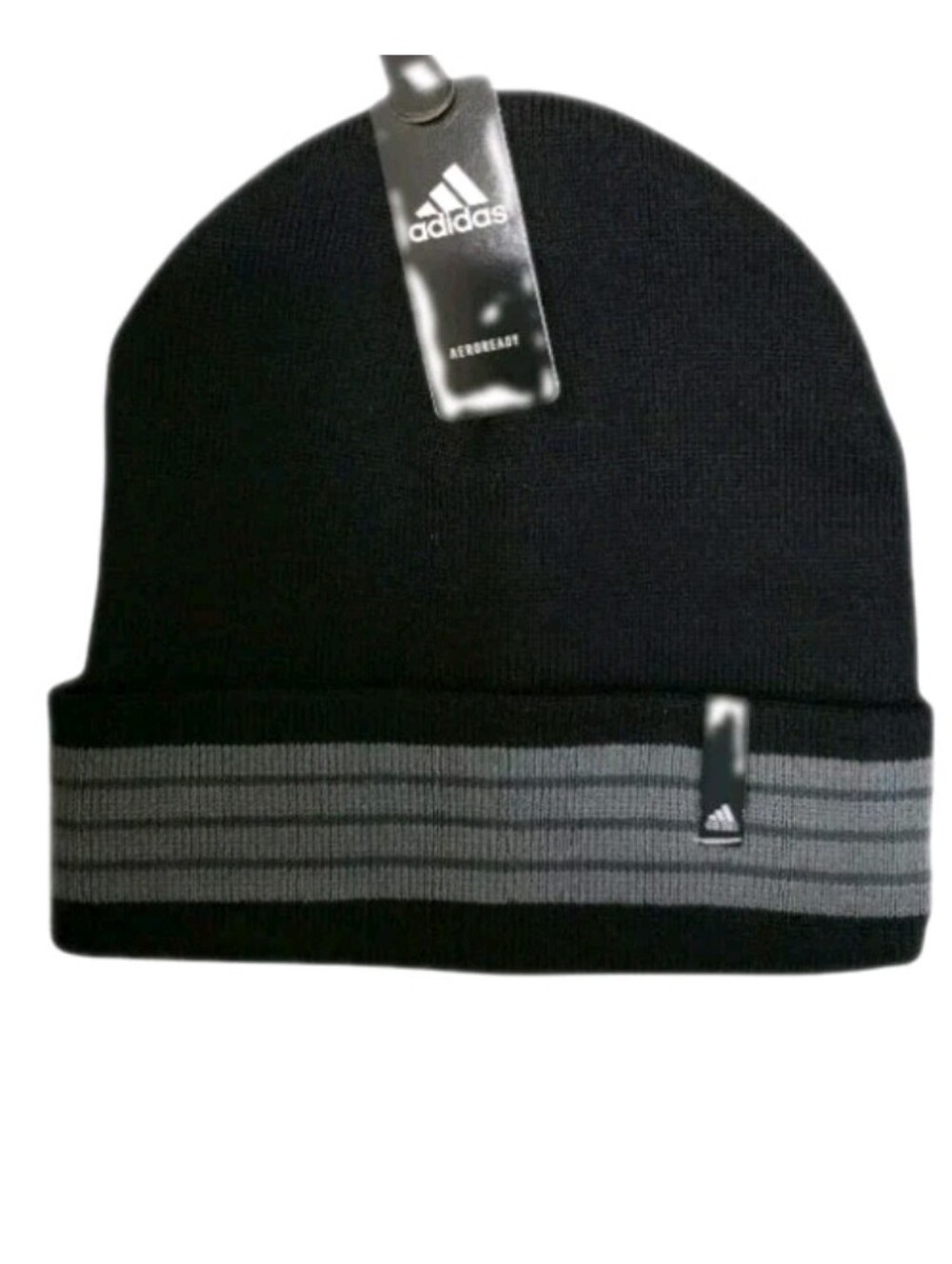 Adidas Men Climawarm SOFT STRETCH Beanie Knit Hat Black Fold Cuffed ONE SIZE NWT